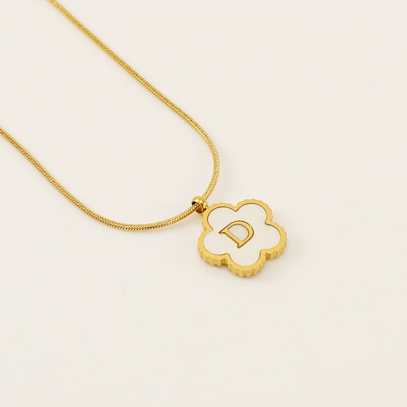 Gold color / 1 Piece Simple Series Daily Letter D Stainless Steel 18K Gold Plated Shell Women's Pendant Necklaces Picture4